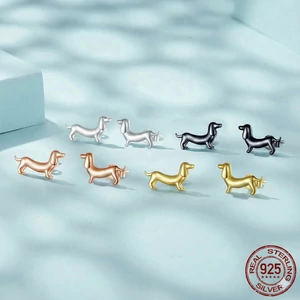 S925 Ezüst Tacskó Alakú Fekete Színű Fülbevaló