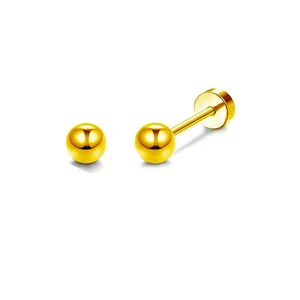 316L Arany Színű Labret Piercing Gömb Dísszel