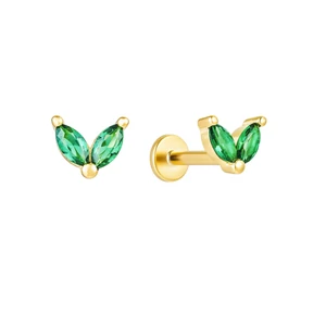 316L Arany Színű  Labret Piercing Ovális Cirkónia Kővel - 4 mm