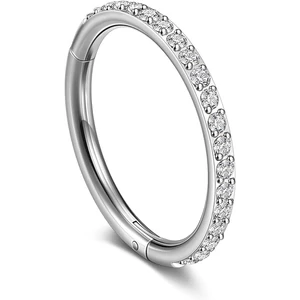 Ezüst Színű Titánium Karika Piercing Kövekkel -8mm