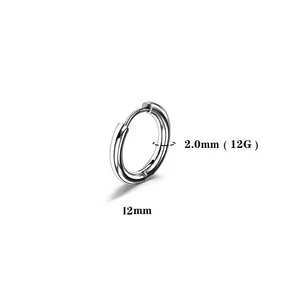 Ezüst Színű Titánium Karika Piercing - 12 mm