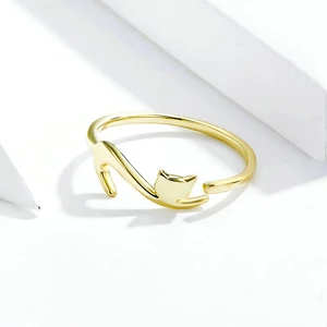 Állítható Arany Színű S925 Ezüst Gyűrű Cica Formával