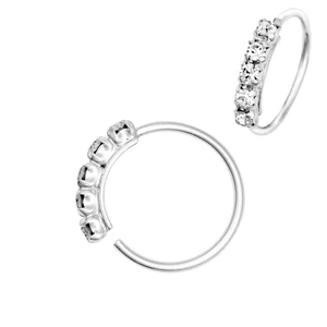 Ezüst Színű S925 Ezüst Karika Orr/Fül Piercing Apró Kövekkel - 10 mm