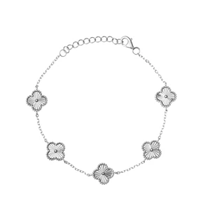 Ezüst Színű S925 Ezüst Karkötő Lóhere Medállal