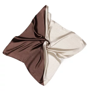 Barna-Bézs Selyem Hatású Pöttyös Kendő