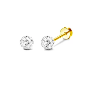 316L Arany Színű Gömb Alakú Labret Piercing Cirkónia Kővel - 4 mm