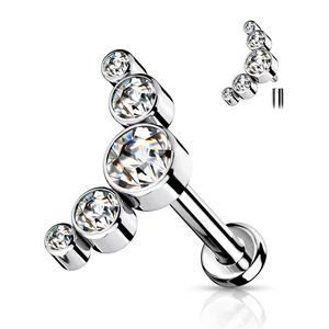 Ezüst Színű Titánium Labret Piercing Csillogó Cirkónia Kövekkel