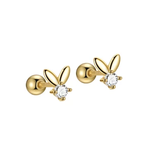 Aranyozott S999 Ezüst Nyuszi Alakú Köves Barbell Piercing