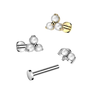 Ezüst Színű Titánium Piercing Gyöngyökkel