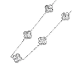 Ezüst Színű S925 Ezüst Nyaklánc Lóhere Medállal -45cm  - 7.5g