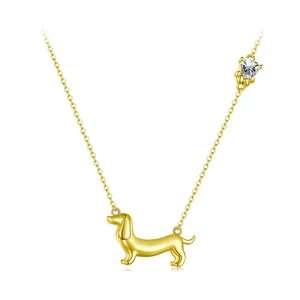 Aranyozott S925 Ezüst Tacskó Medállal Díszített Nyaklánc Cirkónia Kővel