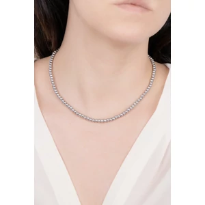 S925 Ezüst Nyaklánc Ezüst Színű Gyöngyökkel - 4 mm