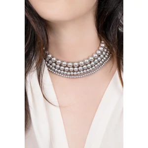 S925 Ezüst Nyaklánc Ezüst Színű Gyöngyökkel - 4 mm