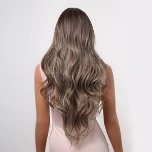 A &amp;amp; ONE Barna-Szőke Melírozott  Hosszú Hullámos Szintetikus Paróka, 60 cm