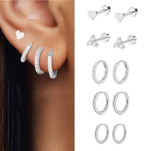 Ezüst Színű Orvosi Acél Piercing Szett - 10 db