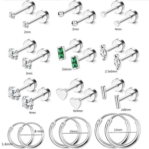Ezüst Színű 316L Piercing Szett - 12 pár