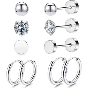 Ezüst Színű 316L Piercing Szett - 5 pár
