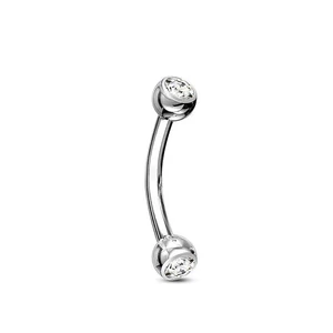 Ezüst Színű Titánium Szemöldök Piercing Kővel