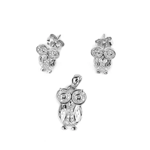 Ezüst Színű Bagoly Alakú S925 Ezüst Ékszer Szett