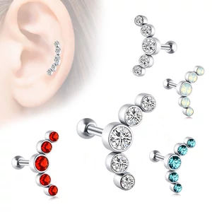  Ezüst Színű Ívelt Orvosi Acél Piercing Strasszkövekkel