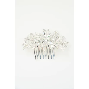 Esküvői Ezüst Színű Hajtű Virág Alakban Strasszkövekkel Díszítve