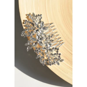Esküvői Ezüst Színű Hajtű Virág Alakban Strasszkövekkel Díszítve