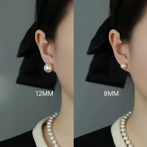 Ezüst Fülbevaló Kisméretű Tekla Gyönggyel -12mm