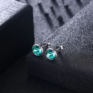 Ezüst Fülbevaló Türkizkék Swarovski® Kristállyal