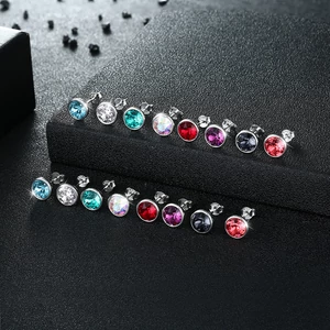Ezüst Fülbevaló Türkizkék Swarovski® Kristállyal