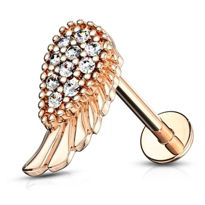 14 Karátos Arannyal Bevont Rózsaarany Színű Angyalszárny Alakú Piercing