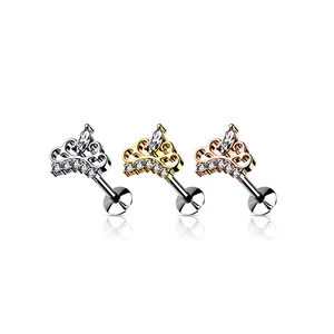 14 Karátos Arannyal Bevont Ezüst Színű Korona Formájú Piercing