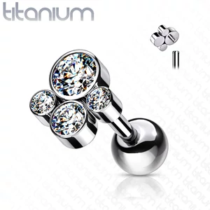 Titánium Piercing Fehér Cirkónia Kövekkel