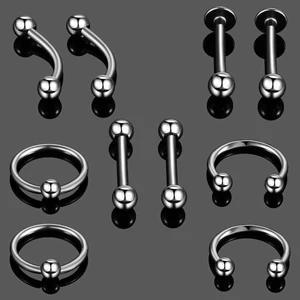 Ezüst Színű  10 Darabos Orvosi Acélból Készült Piercing Szett 8mm