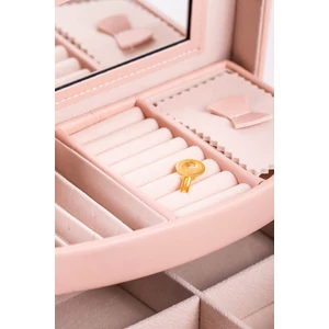 Rózsaszín Zárható Három Fiókos Műbőr Ékszertartó Táska