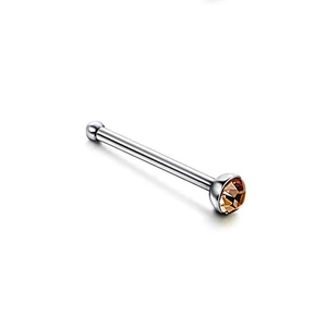 Ezüst Színű Titánium Piercing, Arany Kristály Kővel, 8,6 mm