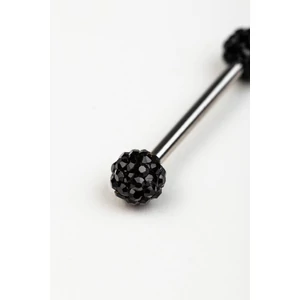 A & ONE Fekete Cirkónia Kövekkel Kirakott Orvosi Acél Egyenesszárú Piercing