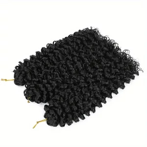 Fekete Szintetikus Mélyhullámos Sodort Horgolt Póthaj Fonáshoz, 50 cm