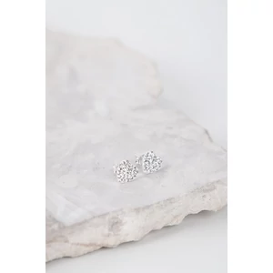 Fehér Szív Alakú Swarovski® Kristályokkal Kirakott S925 Ezüst Fülbevaló -12mm