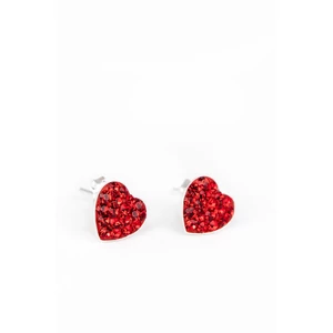 Piros Szív Alakú Swarovski® Kristályokkal Kirakott S925 Ezüst Fülbevaló