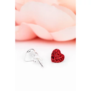 Piros Szív Alakú Swarovski® Kristályokkal Kirakott S925 Ezüst Fülbevaló