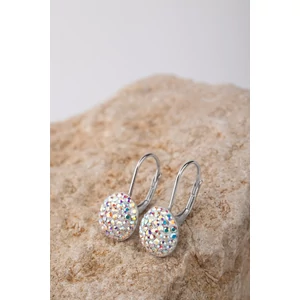 Színjátszós Swarovski Kövekkel Díszített S925 Ezüst Félgömb Medál Alakú Fülbevaló 