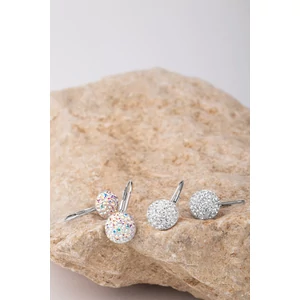 Színjátszós Swarovski Kövekkel Díszített S925 Ezüst Félgömb Medál Alakú Fülbevaló 