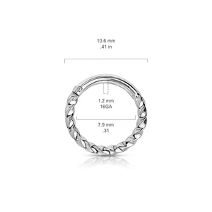 A & ONE Ezüst Színű 316L Orvosi Acél Csavart Karika Alakú Septum Piercing Kövekkel Díszítve