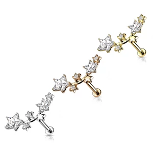 A & ONE Ezüst Színű Orvosi Acél Labret Piercing Cirkónia Köves Csillag Díszítéssel