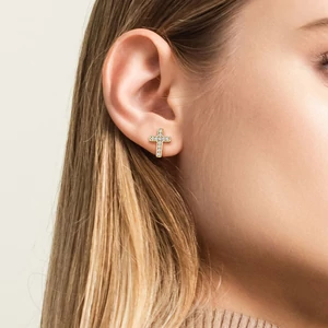 A & ONE Ezüst Színű Kereszt Alakú Bedugós Rozsdamentes Acél Fülbevaló