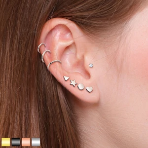 8 Darabos Fekete Színű Ovosi Acél Fül Piercing Szett