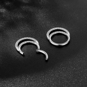 A & ONE Ezüst Színű Kristályokkal Díszített 316L Orvosi Acél Karika Orr/Fül Piercing