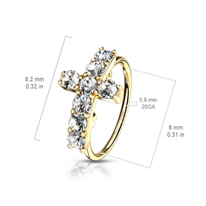 A & ONE Rosegold 316L Orvosi Acél Orr/Fül Piercing Csillogó Kereszttel