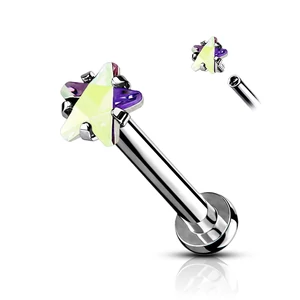 A & ONE Színes Cirkónia Kövekkel Díszített 316L Orvosi Acél Labret Piercing