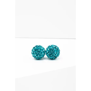 S925 Ezüst Gömb Fülbevaló Türkizkék Swarovski® Kövekkel